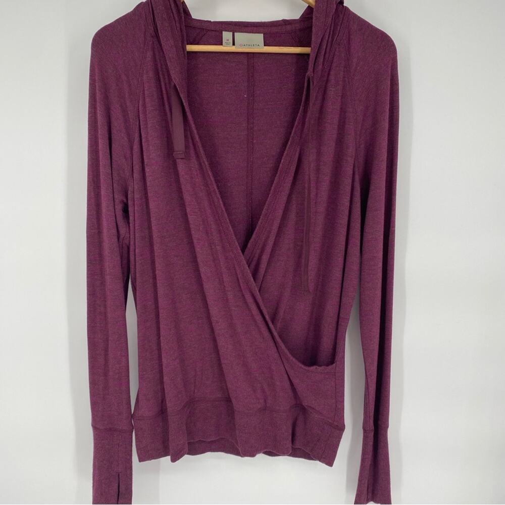 Athleta Hoodie Women's Med Split‎ Front Active Yoga Athleisure Thumb Hole Sleeve